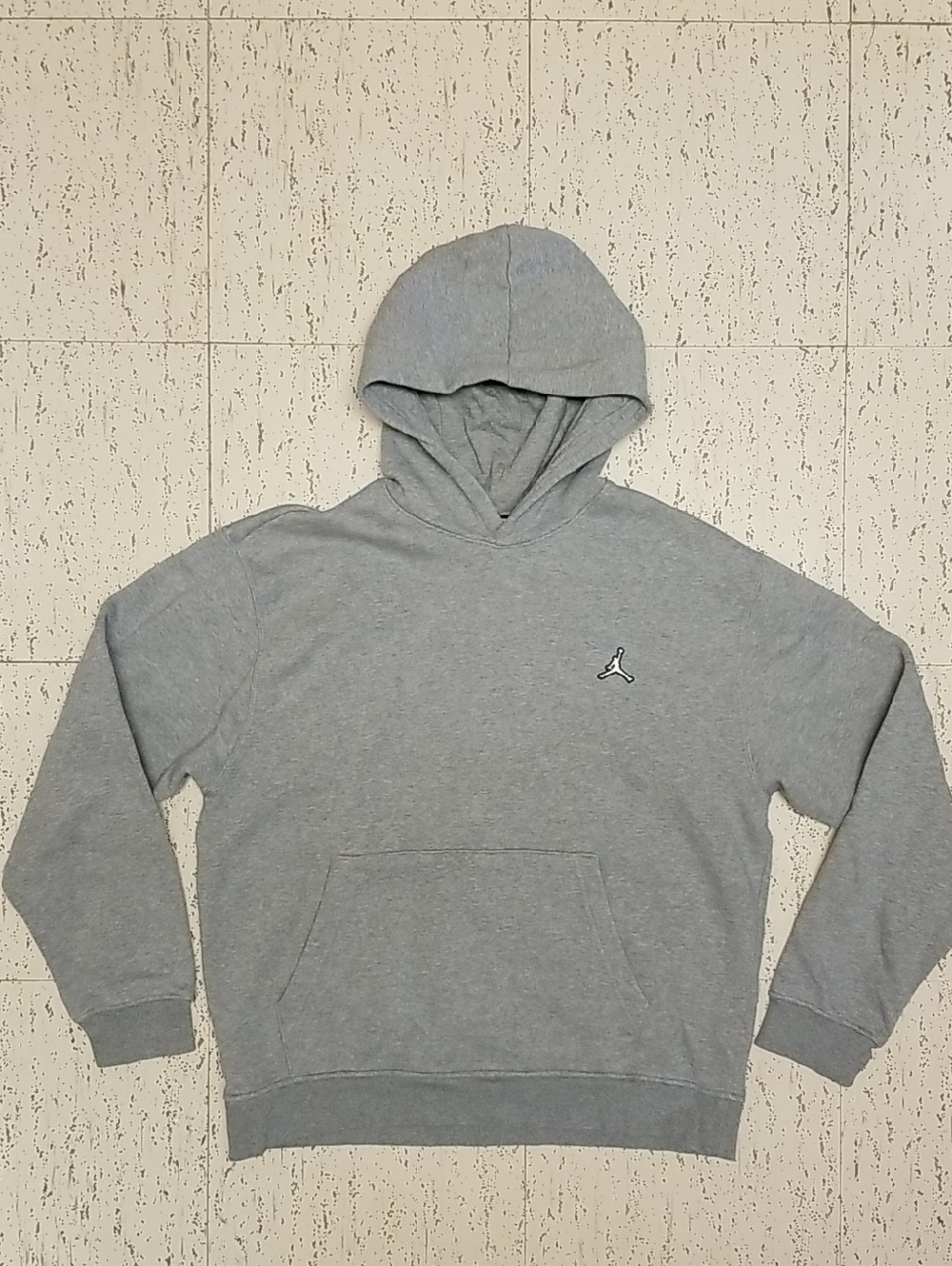 Jordan Jumpman Logo Light Grey Pullover Hoodie Sweater Vintage Y2K